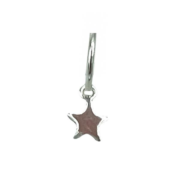 MONO ORECCHINO CHAR STAR CERCHIO BOMBATO CIONDOLO  STELLA ARGENTO 925