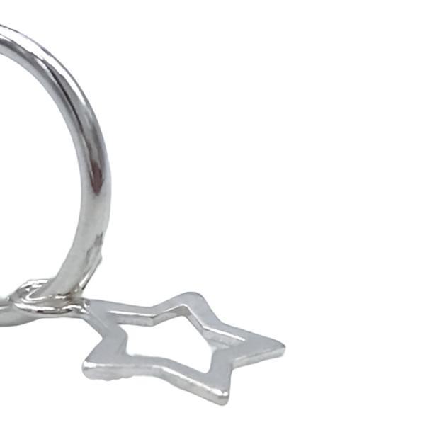 MONO ORECCHINO CHARM STAR CERCHIETTO BOMBATO CIONDOLO STELLAARGENTO 925