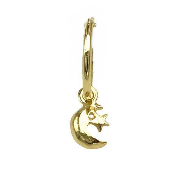 MONO ORECCHINO CHARM SKY CERCHIO BOMBATO CON CIONDOLO LUNA STELLINA ARGENTO 925