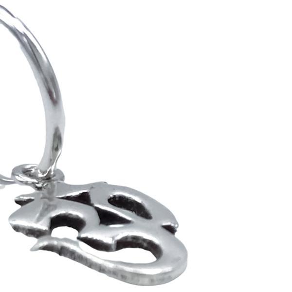 MONO ORECCHINO  CERCHIETTO BOMBATO CIONDOLO OHM CHIUSURA SCOMPARSA ARGENTO 925