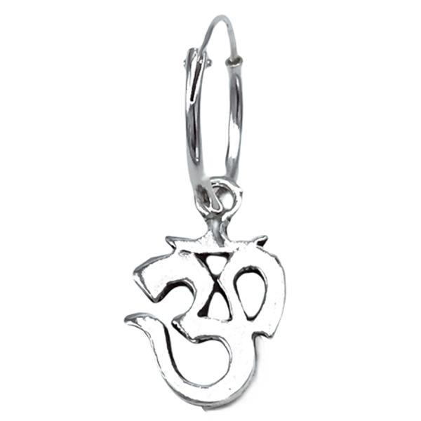 MONO ORECCHINO  CERCHIETTO BOMBATO CIONDOLO OHM CHIUSURA SCOMPARSA ARGENTO 925