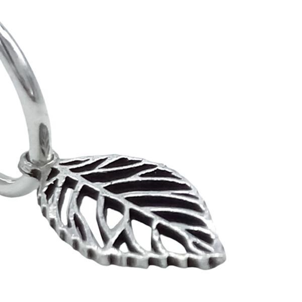 MONO ORECCHINO LEAF CERCHIETTO BOMBATO CIONDOLO FOGLIA ARGENTO 925