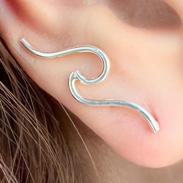 MONO ORECCHINO MINIMAL WAVE ONDA MARINA ARGENTO 925