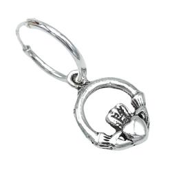MONO ORECCHINO CERCHIETTO BOMBATO CIONDOLO CLADDAGH ARGENTO 925