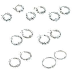 ORECCHINI CERCHIO SFERE PASSANTI ARGENTO 925 VARIE DIMENSIONI