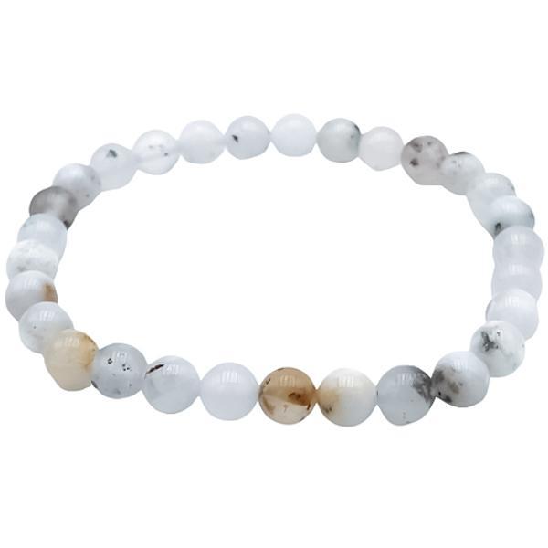 BRACCIALE ENERGETICO ELASTICO UNISEX SFERE AGATA DENDRITICA REGOLABILE 