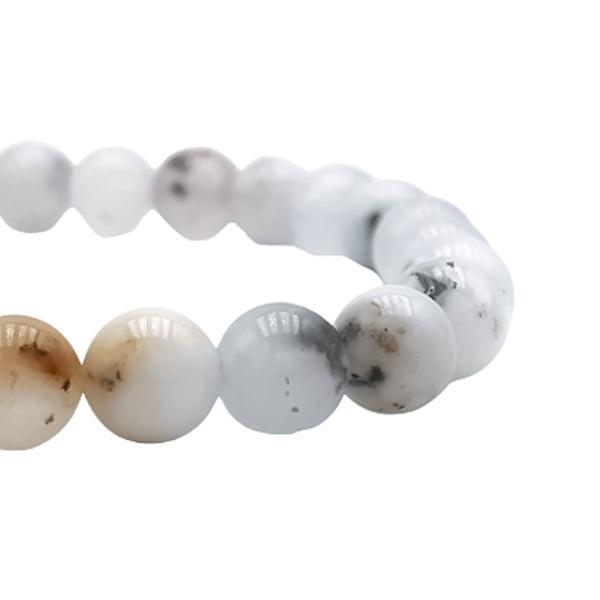 BRACCIALE ENERGETICO ELASTICO UNISEX SFERE AGATA DENDRITICA REGOLABILE 