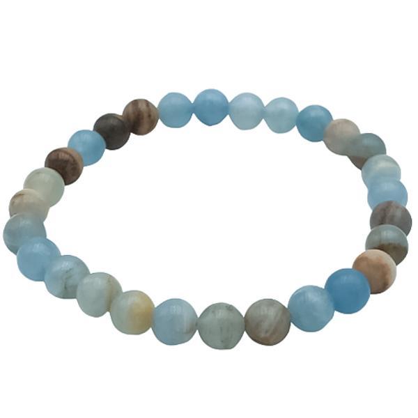 BRACCIALE ENERGETICO ELASTICO UNISEX SFERE CALCITE BLU REGOLABILE 