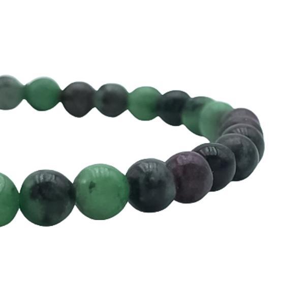 BRACCIALE ENERGETICO ELASTICO UNISEX SFERE ZOISITE  REGOLABILE 