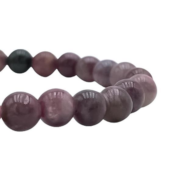 BRACCIALE ENERGETICO ELASTICO UNISEX SFERE TORMALINA ROSA REGOLABILE 