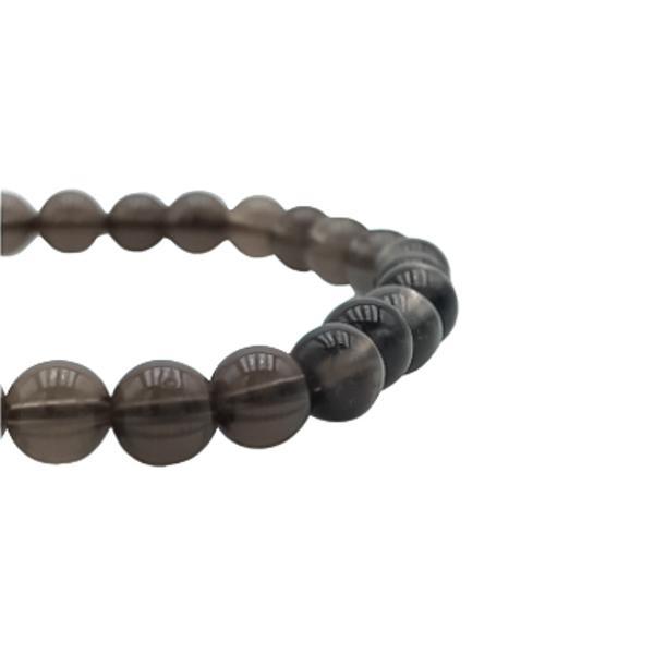 BRACCIALE ENERGETICO ELASTICO UNISEX SFERE QUARZO FUME' REGOLABILE 