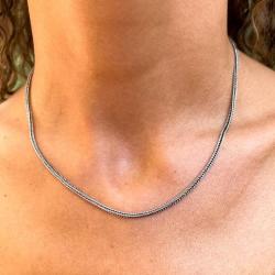 COLLANA MAGLIA CODA DI VOLPE CATENA  PER CIONDOLI UNISEX ARGENTO 925