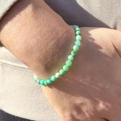 BRACCIALE ENERGETICO ELASTICO UNISEX SFERE CRISOPRASIO REGOLABILE 