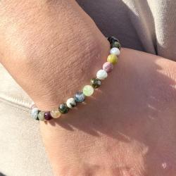 BRACCIALE ENERGETICO ELASTICO UNISEX SFERE TORMALINA ANGURIA REGOLABILE 