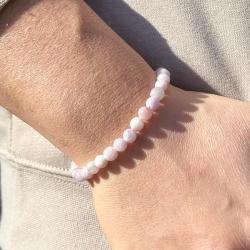 BRACCIALE ENERGETICO ELASTICO UNISEX SFERE KUNZITE REGOLABILE 