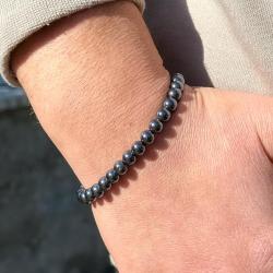 BRACCIALE ENERGETICO ELASTICO UNISEX SFERE EMATITE REGOLABILE 