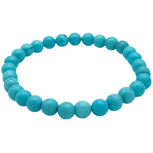 BRACCIALE ENERGETICO ELASTICO UNISEX SFERE HOWLITE TURCHESE REGOLABILE 