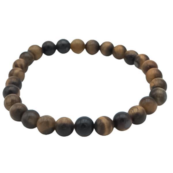 BRACCIALE ENERGETICO ELASTICO UNISEX SFERE OCCHIO DI TIGRE REGOLABILE 