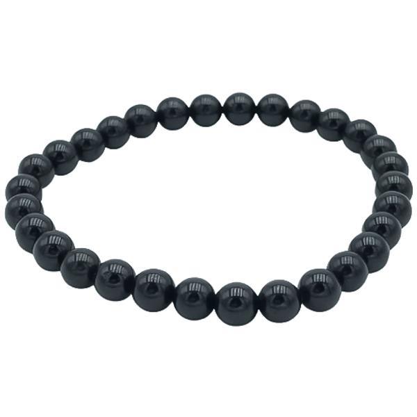 BRACCIALE ENERGETICO ELASTICO UNISEX SFERE OSSIDIANA  REGOLABILE 