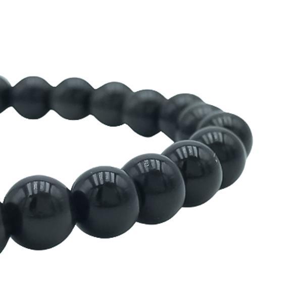 BRACCIALE ENERGETICO ELASTICO UNISEX SFERE OSSIDIANA  REGOLABILE 