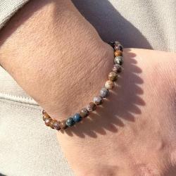 BRACCIALE ENERGETICO ELASTICO UNISEX SFERE PIETERSITE  REGOLABILE 