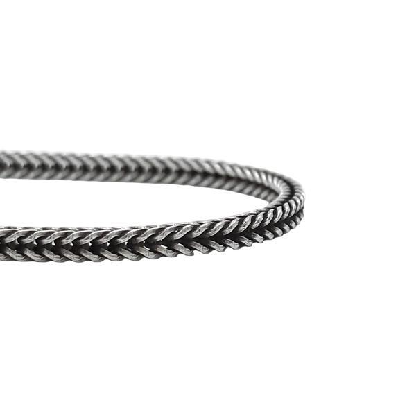 BRACCIALE MAGLIA CODA DI VOLPE SQUADRATO ETNICO CHARM UNISEX ARGENTO 925