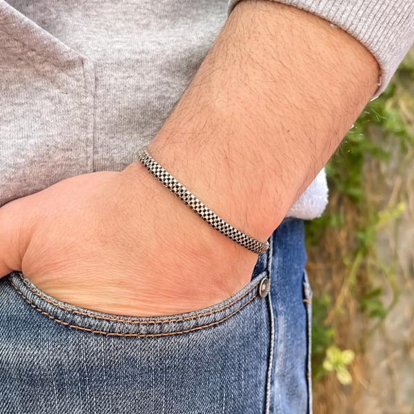BRACCIALE COREANA SQUADRATA PIATTA UNISEX ARGENTO 925