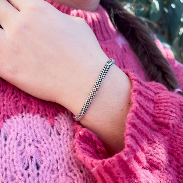 BRACCIALE COREANA SQUADRATA PIATTA UNISEX ARGENTO 925