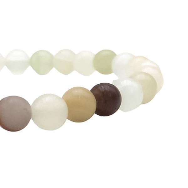 BRACCIALE ENERGETICO ELASTICO UNISEX SFERE ONICE BIANCO REGOLABILE 