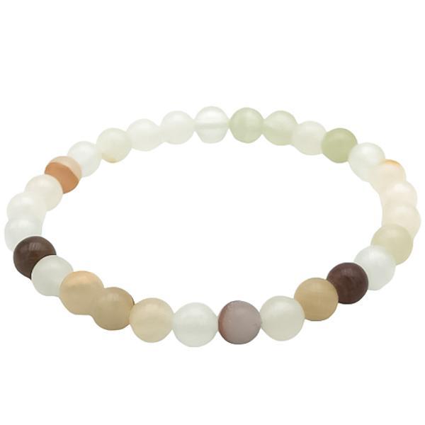 BRACCIALE ENERGETICO ELASTICO UNISEX SFERE ONICE BIANCO REGOLABILE 