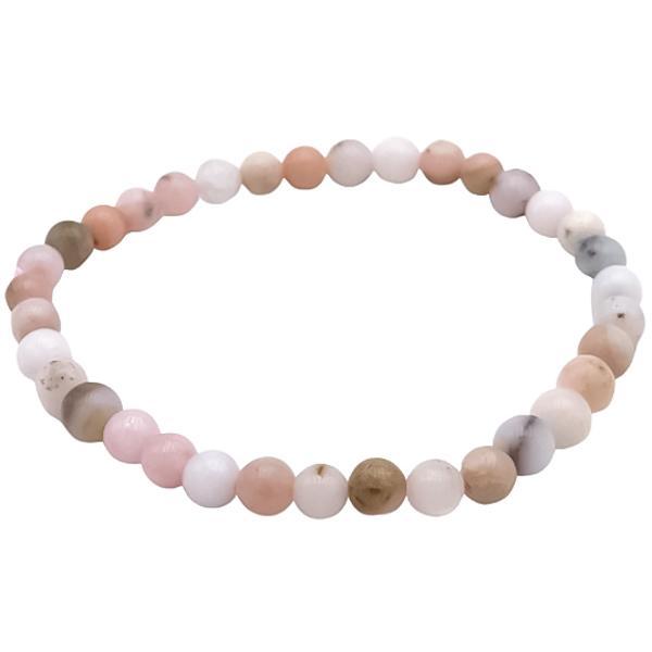 BRACCIALE ENERGETICO ELASTICO UNISEX SFERE OPALE ROSA REGOLABILE 