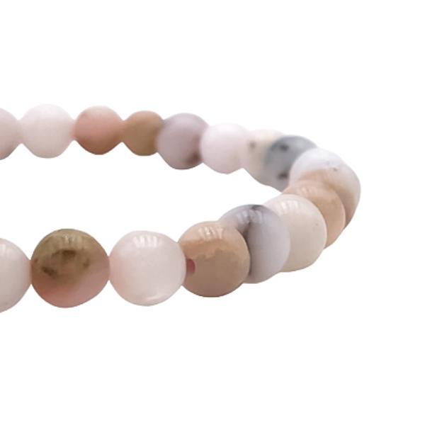 BRACCIALE ENERGETICO ELASTICO UNISEX SFERE OPALE ROSA REGOLABILE 