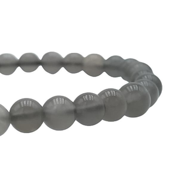 BRACCIALE ENERGETICO ELASTICO UNISEX SFERE PIETRA DI LUNA NERA REGOLABILE 