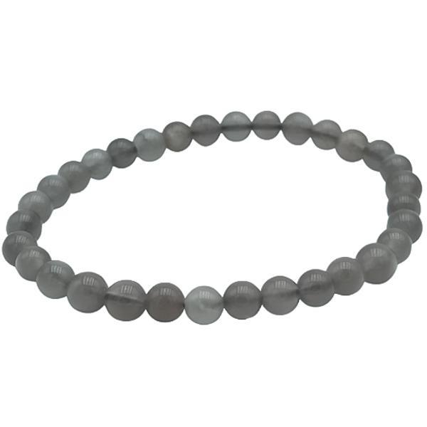 BRACCIALE ENERGETICO ELASTICO UNISEX SFERE PIETRA DI LUNA NERA REGOLABILE 