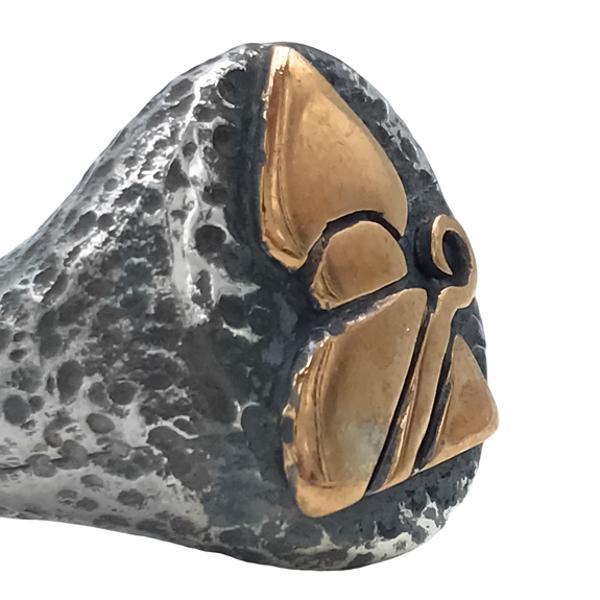 ANELLO CHEVALIER OVALE  MARTELLATO SAN GENNARO SPACCANAPOLI REGOLABILE ARGENTO 925