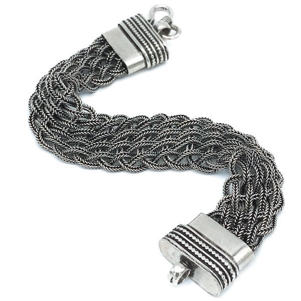 BRACCIALE FASCIA INTRECCIATO A OTTO FILI ARGENTO 925