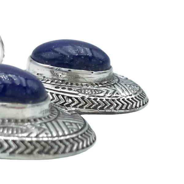 ORECCHINI PENDENTI INCISIONI TUAREG OVALI LAPISLAZZULI ARGENTO 925